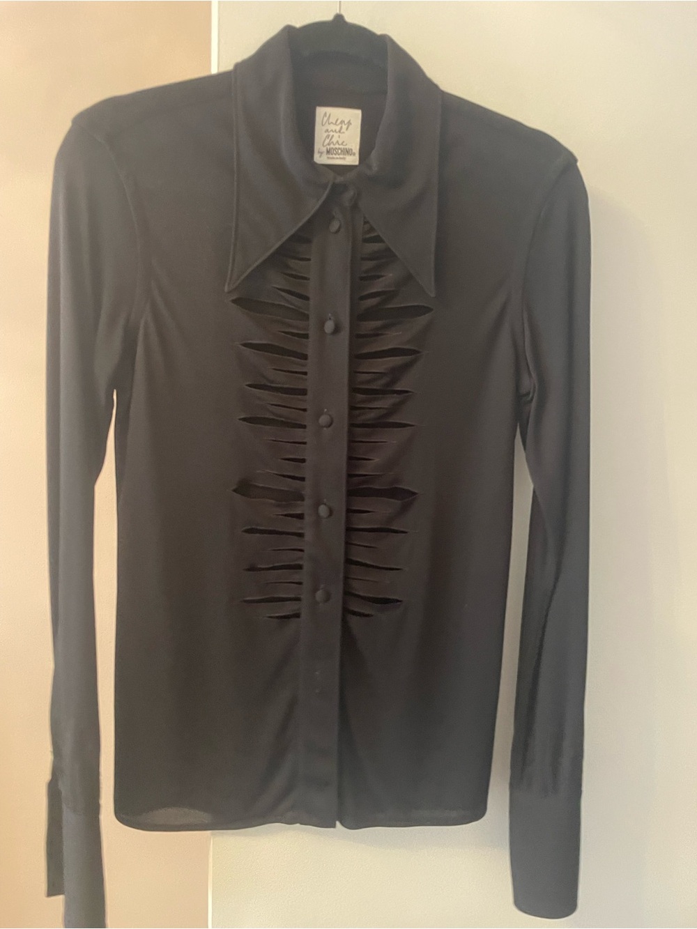 Moschino Black Sheer Button Front Blouse